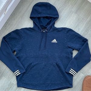 Adidas Men’s Heathered Navy Hoodie Sweatshirt (large)